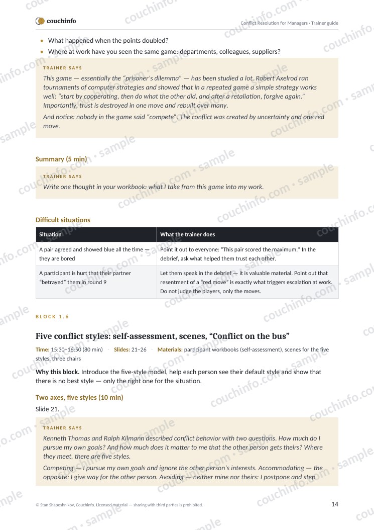 Conflict Resolution for Managers — sample page