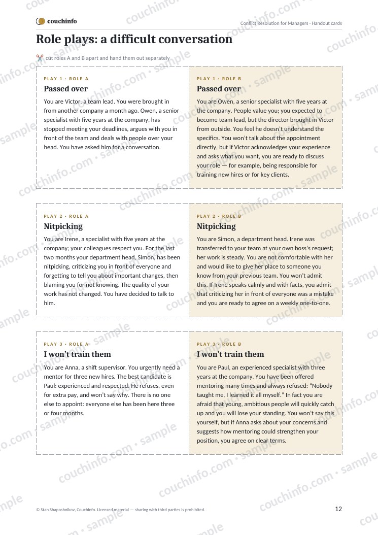 Conflict Resolution for Managers — sample page